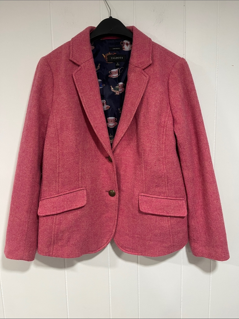Talbots Pink Wool-Blend Tailored Blazer 12